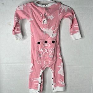 Don’t Moose With Me! Infant Pink Onsie Pajamas 6 Months
